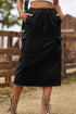 'Solana' Drawstring Waist Slit Denim Skirt - Celes Fashion